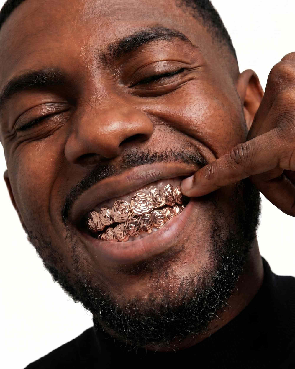 rose cut custom grillz 14k rose gold model