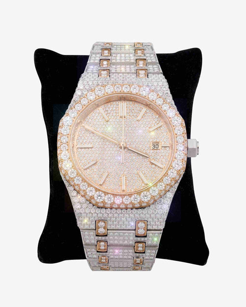 rose gold iced out moissanite watch px new display