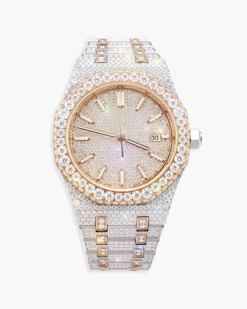 rose gold iced out moissanite watch px new main