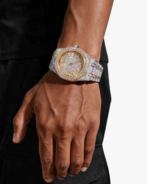 rose gold iced out moissanite watch px new model