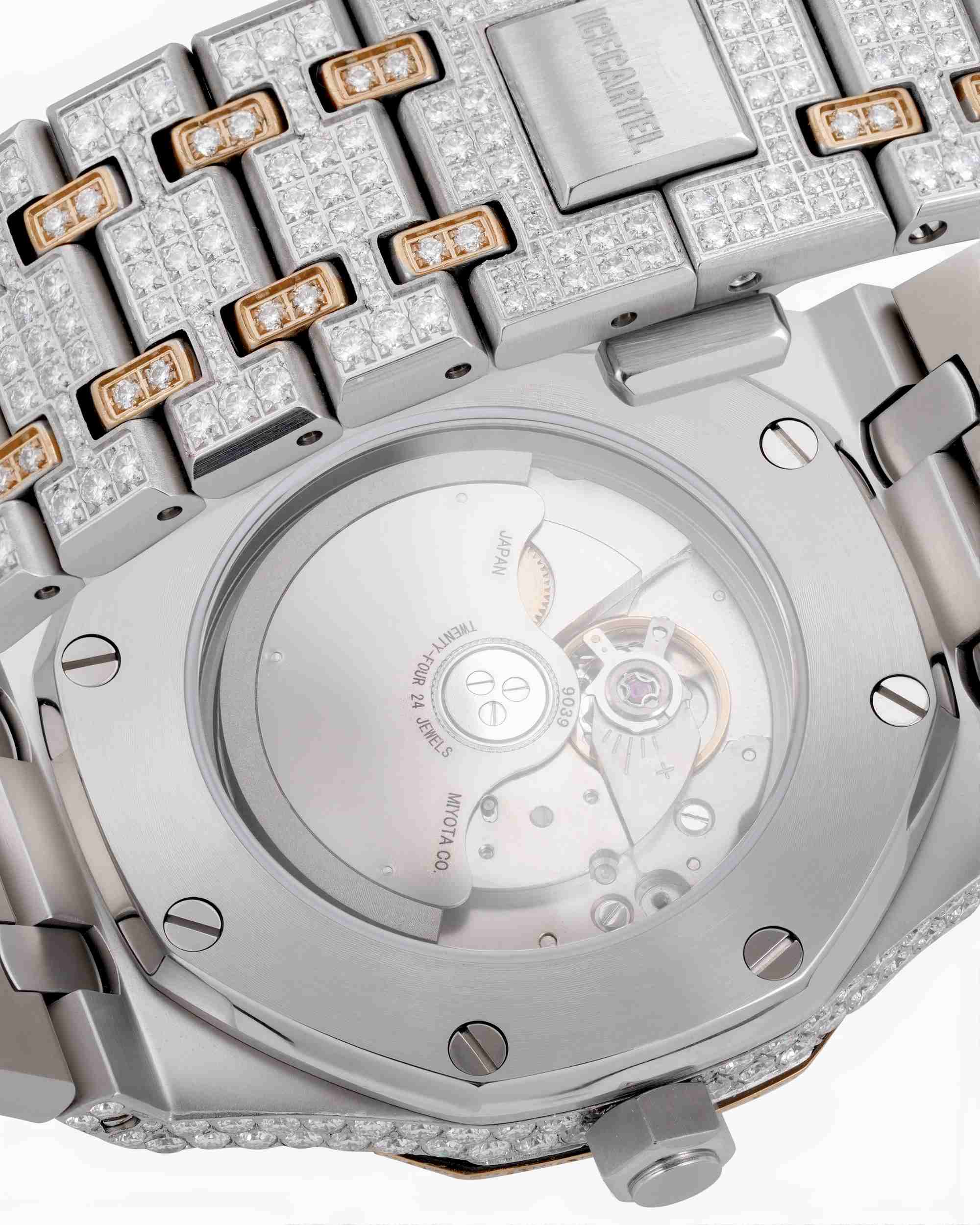 44MM Bust Down Moissanite Watch | 14K Rose Gold