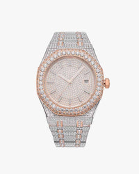 rose gold iced out moissanite watch px