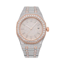 Rose Gold Iced Out Moissanite Watch