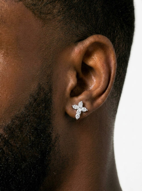 round cut moissanite cross earrings 14k gold icecartel model new