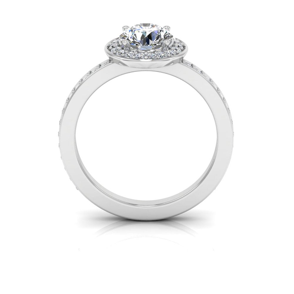 Round Halo Channel Set Moissanite Engagement Ring side 2