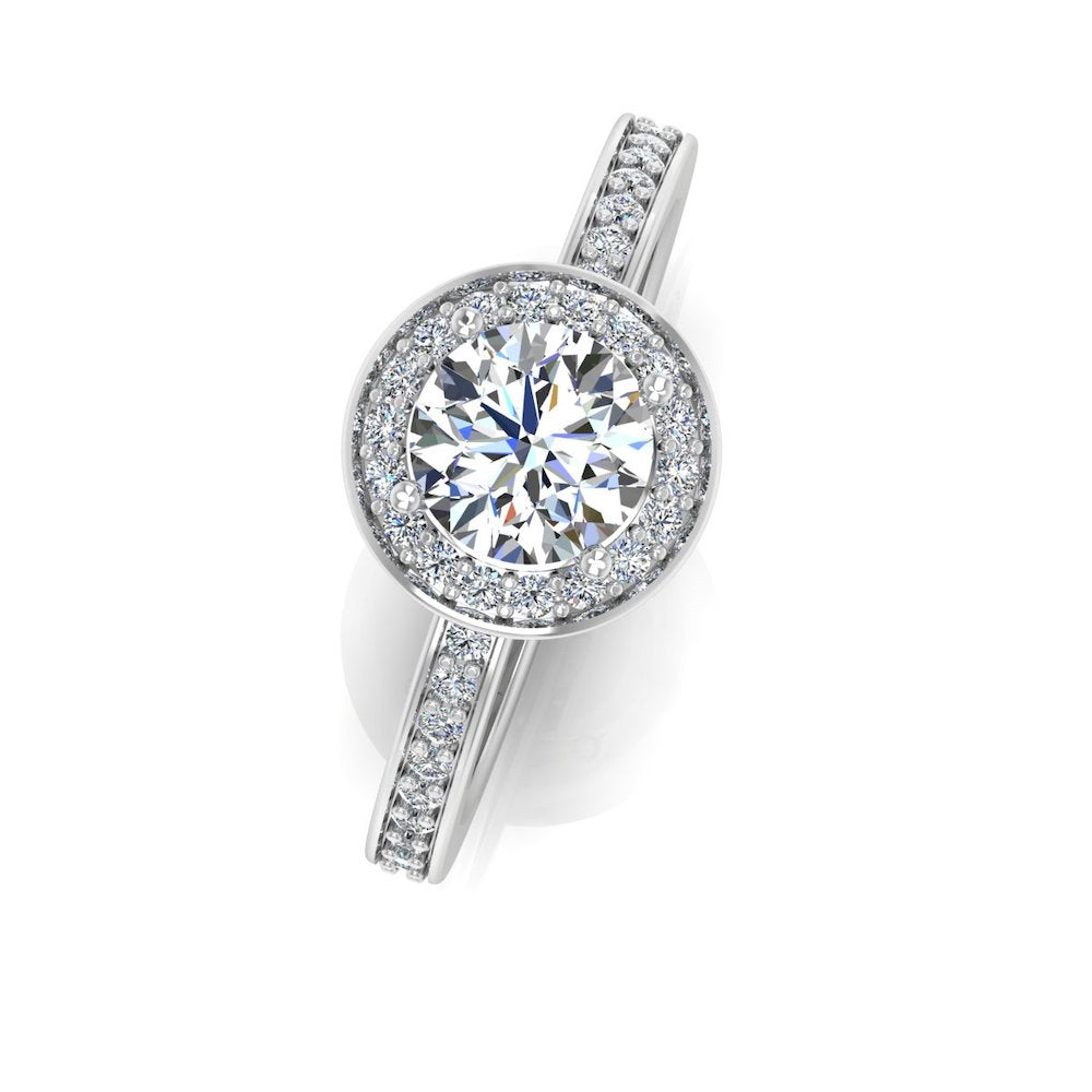 Round Halo Channel Set Moissanite Engagement Ring top 2