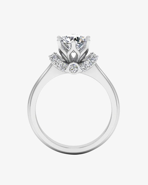 Round Tulip Bezel Halo Moissanite Engagement Ring