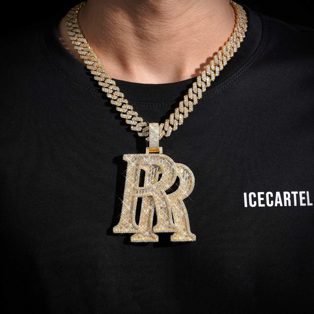 rr custom name moissanite pendant 14k gold icecartel model