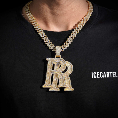 rr custom name moissanite pendant 14k gold icecartel model