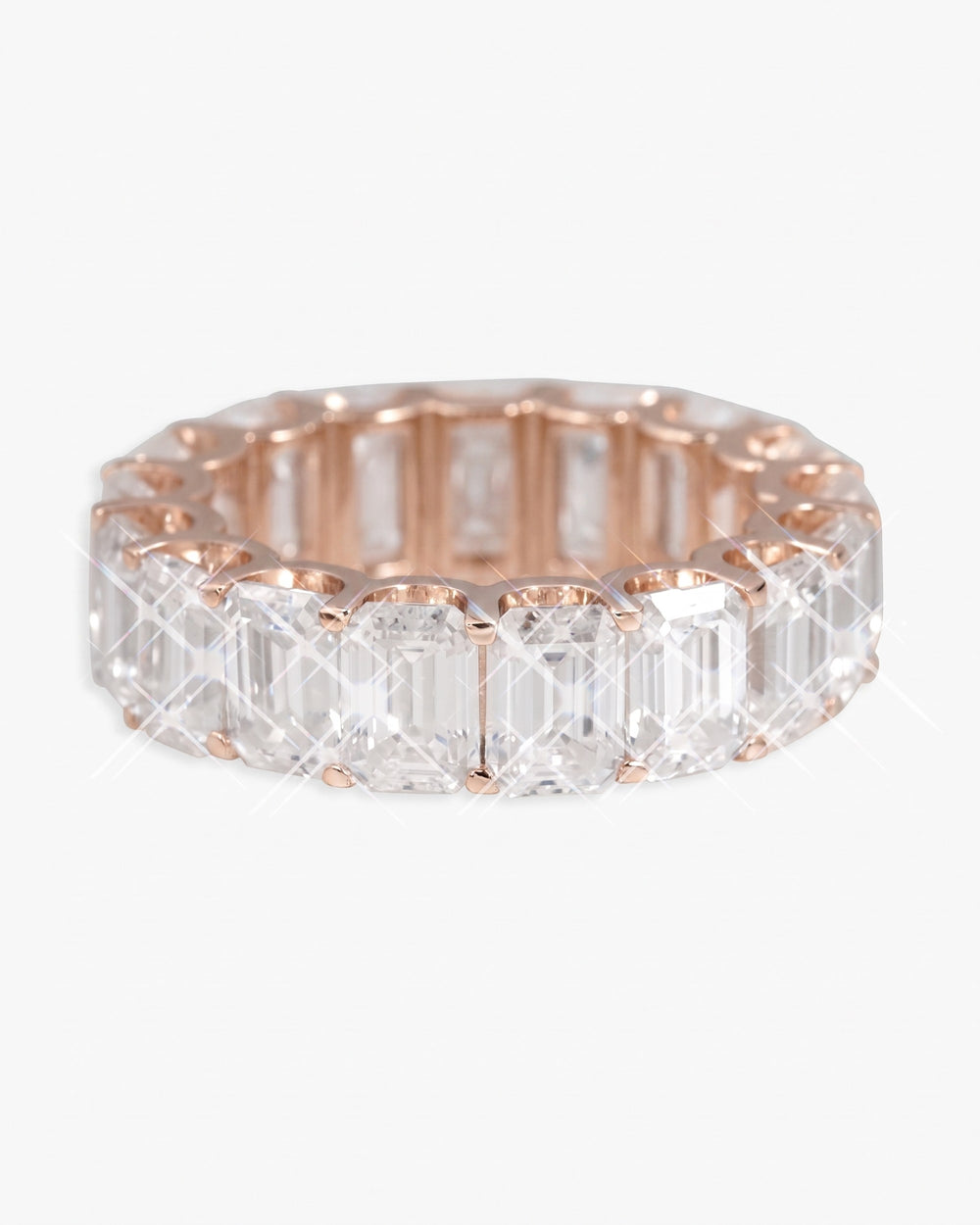 Moissanite Baguette Band Ring 14K Gold - Rose Gold