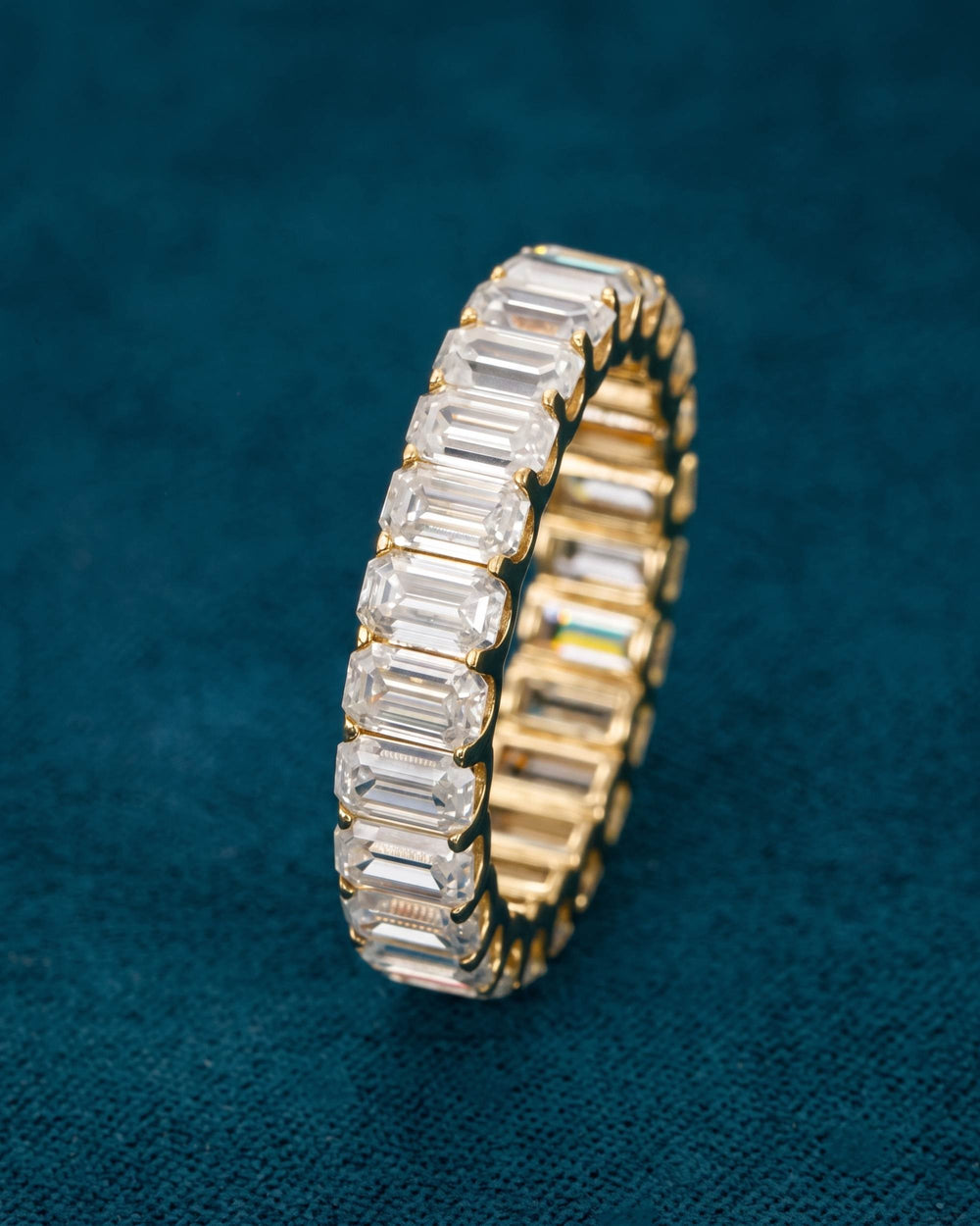Moissanite Baguette Band Ring 14K Gold - Yellow Gold