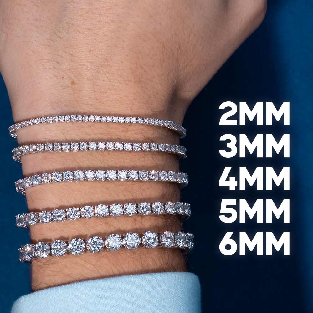 s925 mens moissanite tennis bracelet 14k gold size guide
