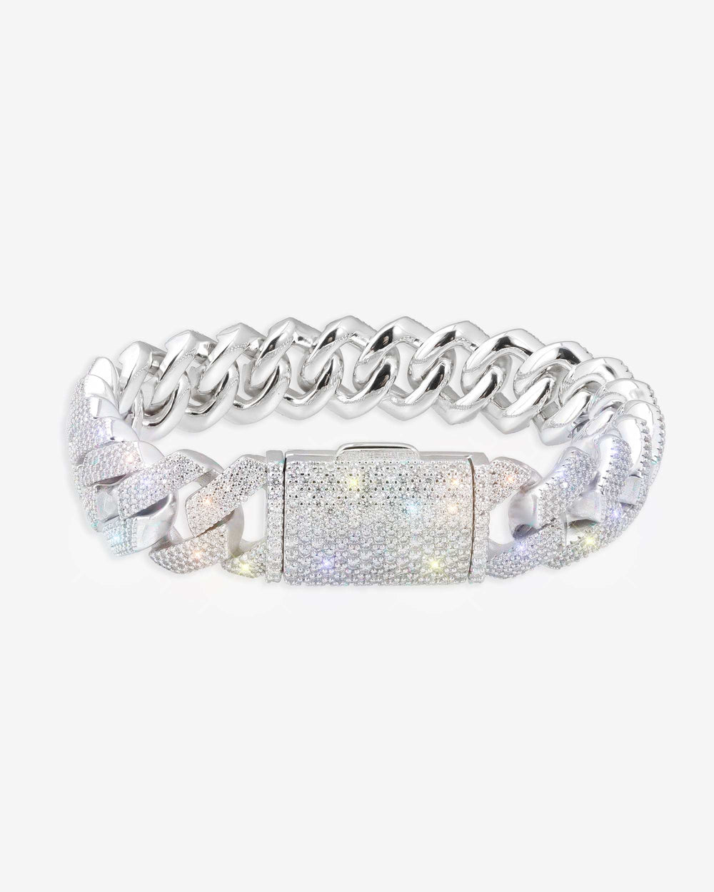 Moissanite Cuban Link Bracelet 14K Gold (ALL SIZES) - White Gold 15MM