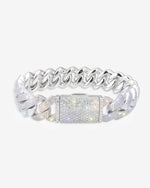 Moissanite Cuban Link Bracelet 14K Gold (ALL SIZES) - White Gold 15MM