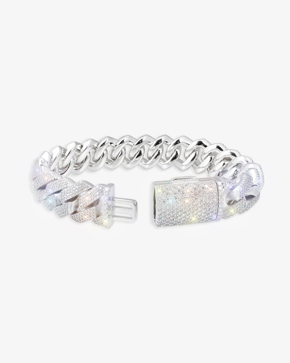 Moissanite Cuban Link Bracelet 14K Gold (ALL SIZES) - White Gold 15MM