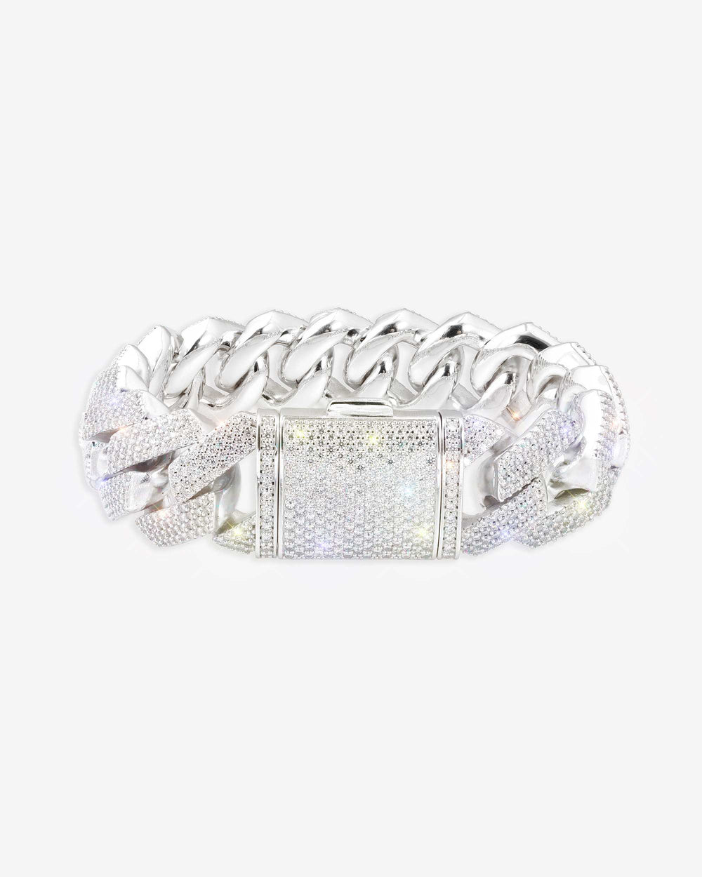 Moissanite Cuban Link Bracelet 14K Gold (ALL SIZES) - White Gold 20MM