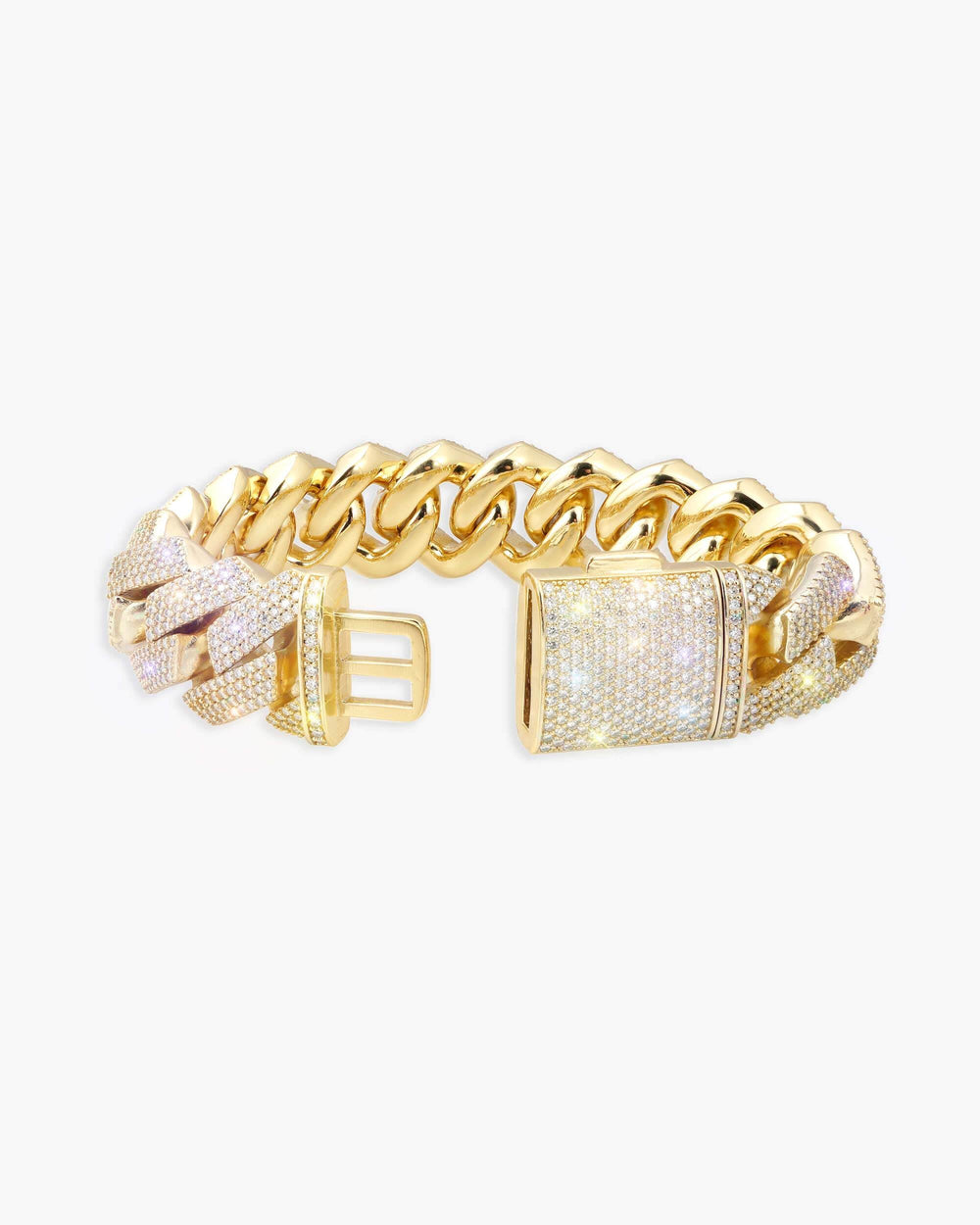 s925 moissanite cuban bracelet 14k gold all sizes new px 20mm yellow new clasp shine