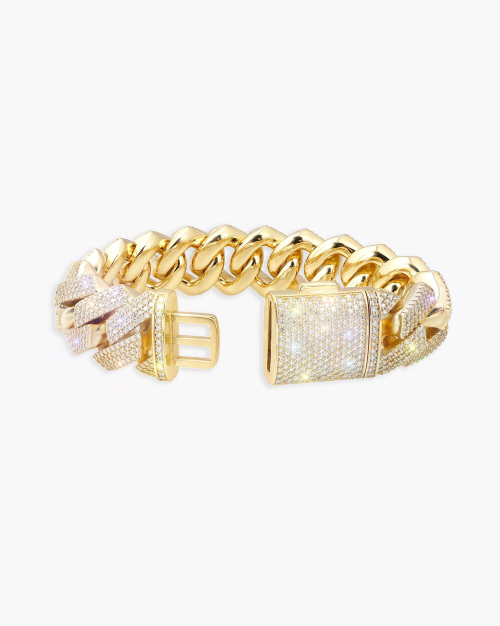 Moissanite Cuban Link Bracelet 14K Gold (ALL SIZES) - Yellow Gold 20MM