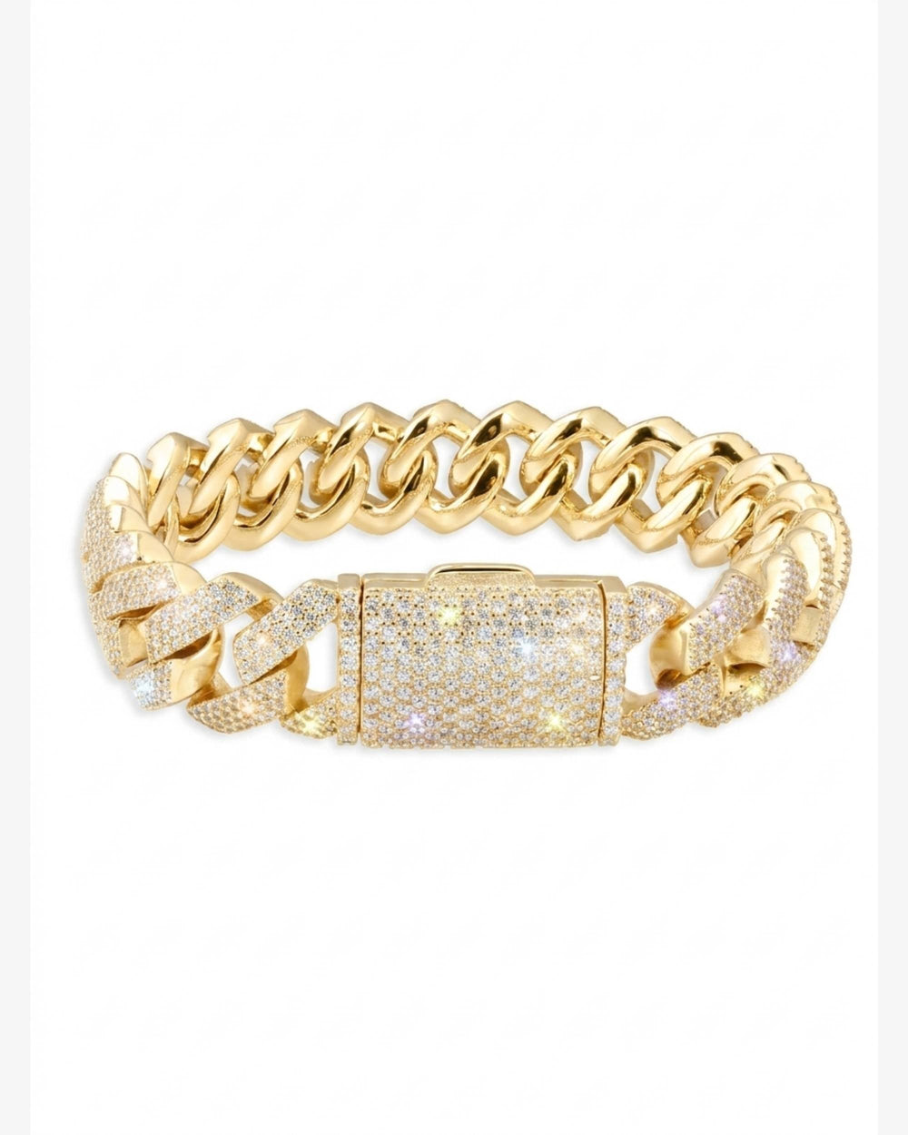 s925 moissanite cuban bracelet 14k gold all sizes new px yellow 15mm newest back shine