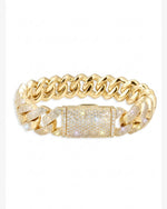 Moissanite Cuban Link Bracelet 14K Gold (ALL SIZES) - Yellow Gold 15MM