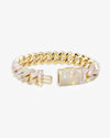 Moissanite Cuban Link Bracelet 14K Gold (ALL SIZES) - Yellow Gold 15MM
