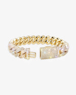 Moissanite Cuban Link Bracelet 14K Gold (ALL SIZES) - Yellow Gold 15MM