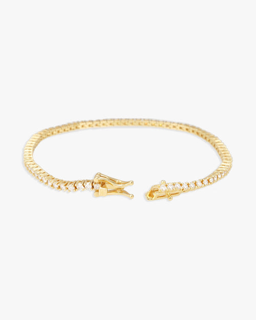 s925 moissanite tennis bracelet 14k gold 2mm yellow lock