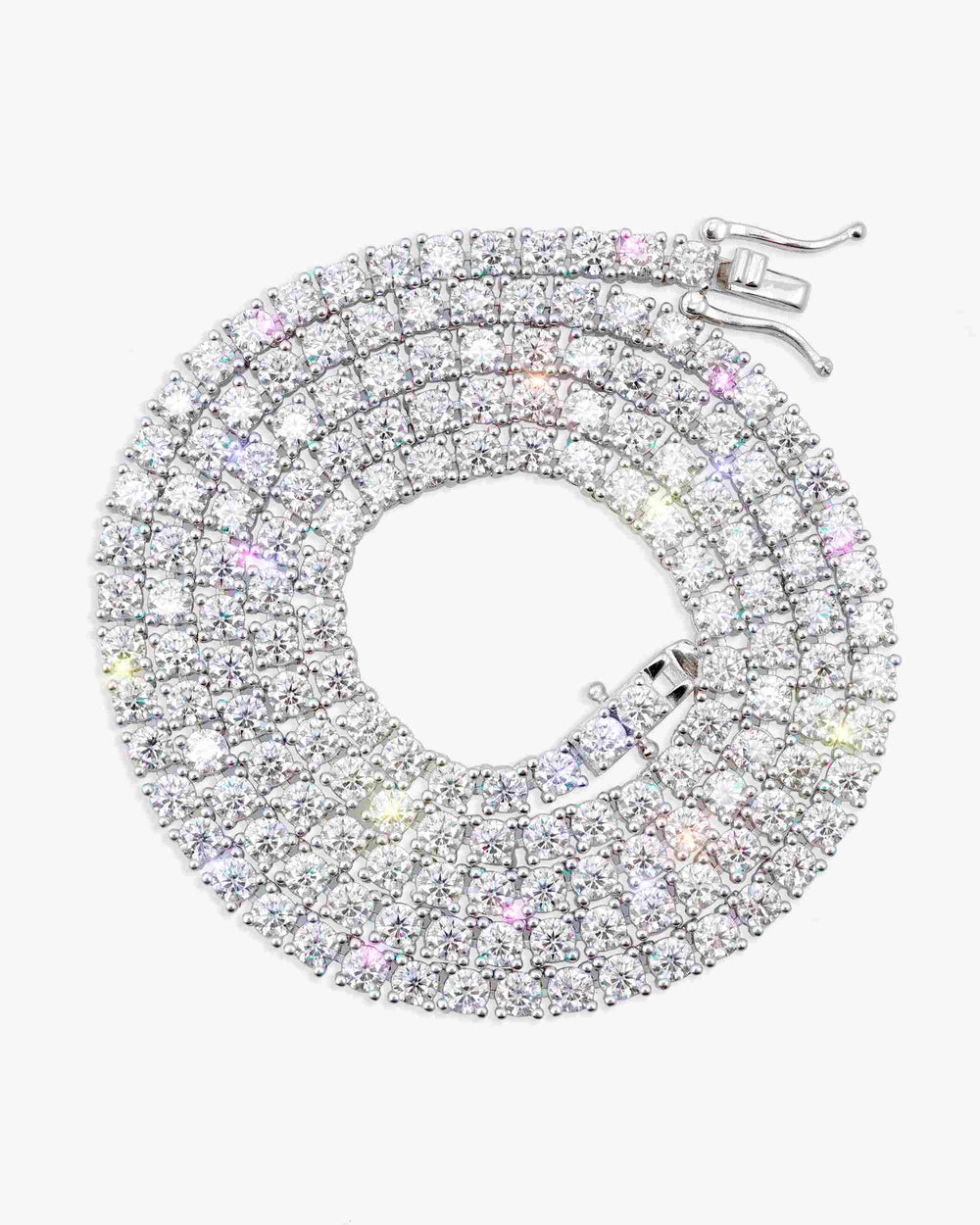 S925 Silver Moissanite Tennis Chain 14K Gold (ALL SIZES) - White Gold 3MM
