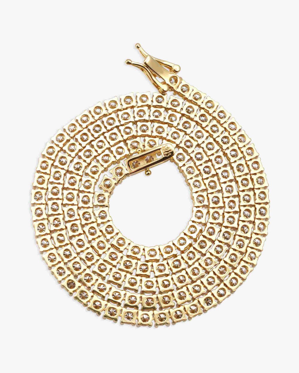 S925 Silver Moissanite Tennis Chain 14K Gold (ALL SIZES) - Yellow Gold 3MM