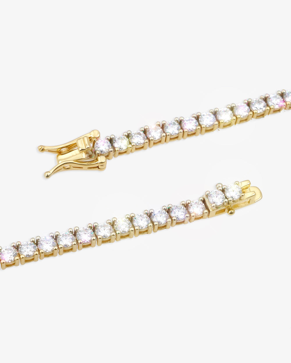 S925 Silver Moissanite Tennis Chain 14K Gold (ALL SIZES) - Yellow Gold 3MM