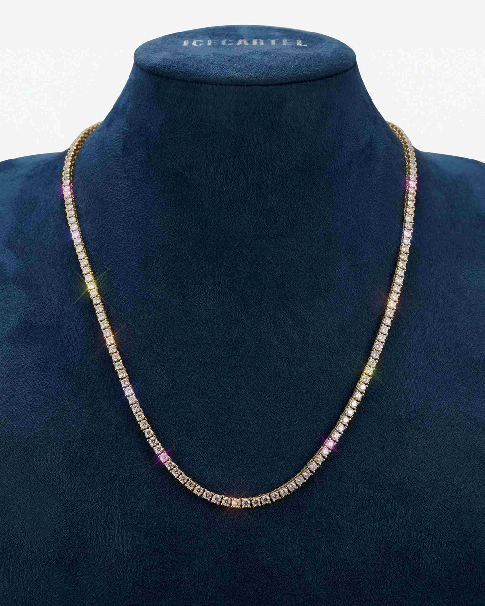 S925 Silver Moissanite Tennis Chain 14K Gold (ALL SIZES) - Yellow Gold 3MM