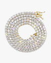 S925 Silver Moissanite Tennis Chain 14K Gold (ALL SIZES) - Yellow Gold 3MM