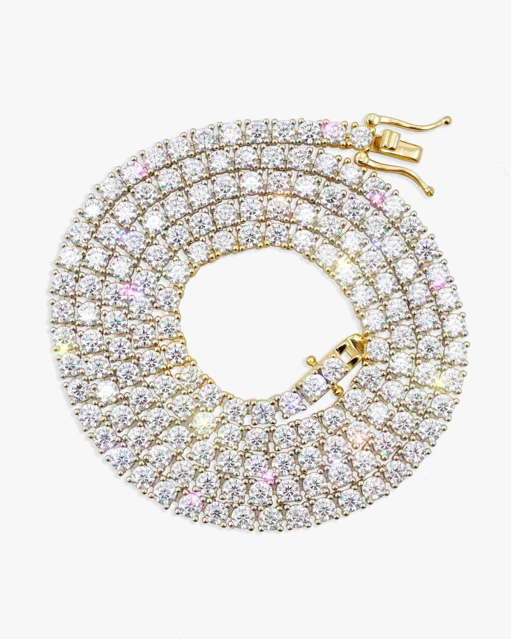 S925 Silver Moissanite Tennis Chain 14K Gold (ALL SIZES) - Yellow Gold 3MM