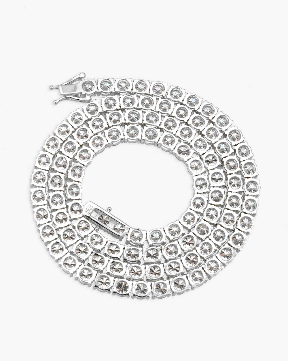 S925 Silver Moissanite Tennis Chain 14K Gold (ALL SIZES) - White Gold 5MM