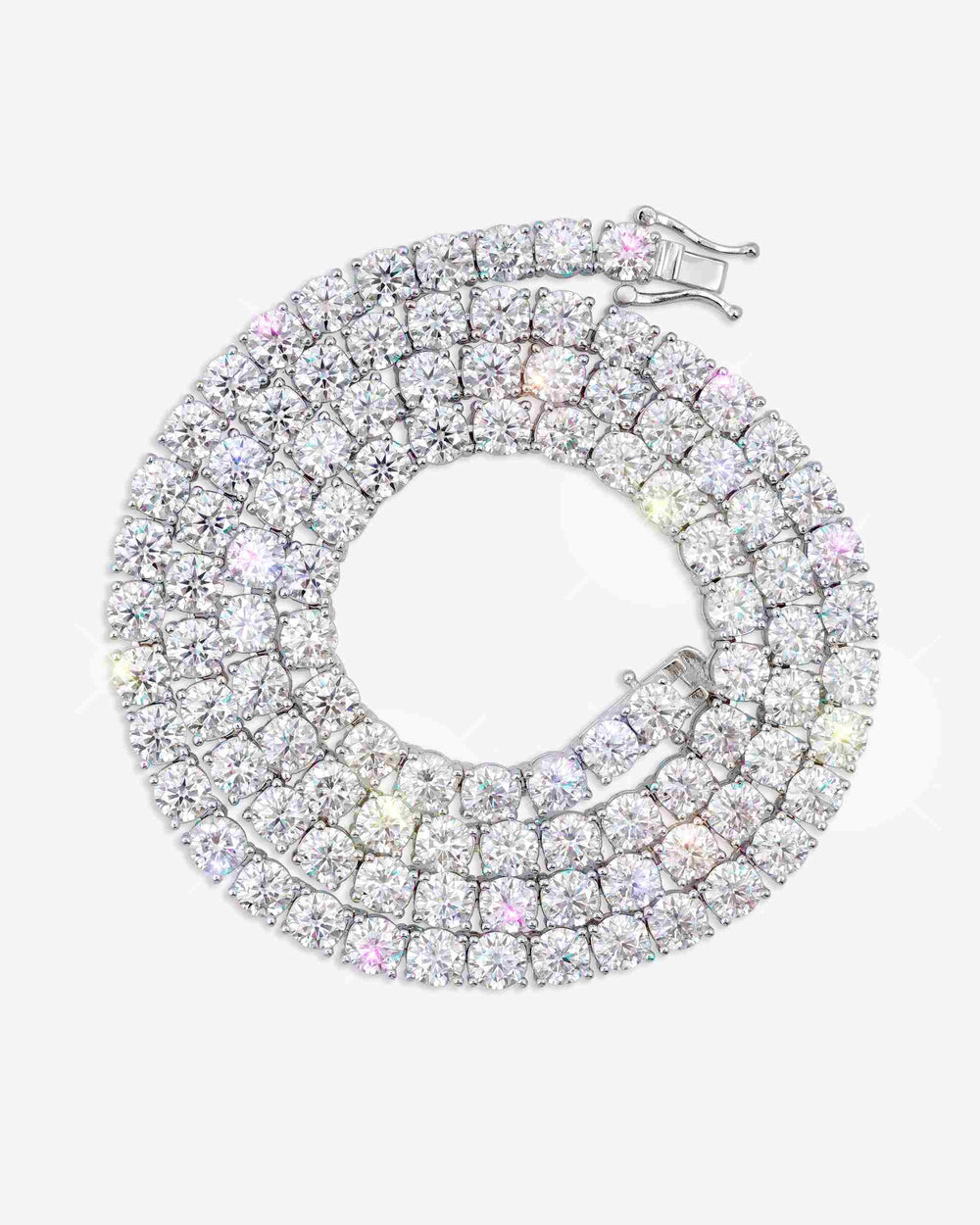 S925 Silver Moissanite Tennis Chain 14K Gold (ALL SIZES) - White Gold 5MM