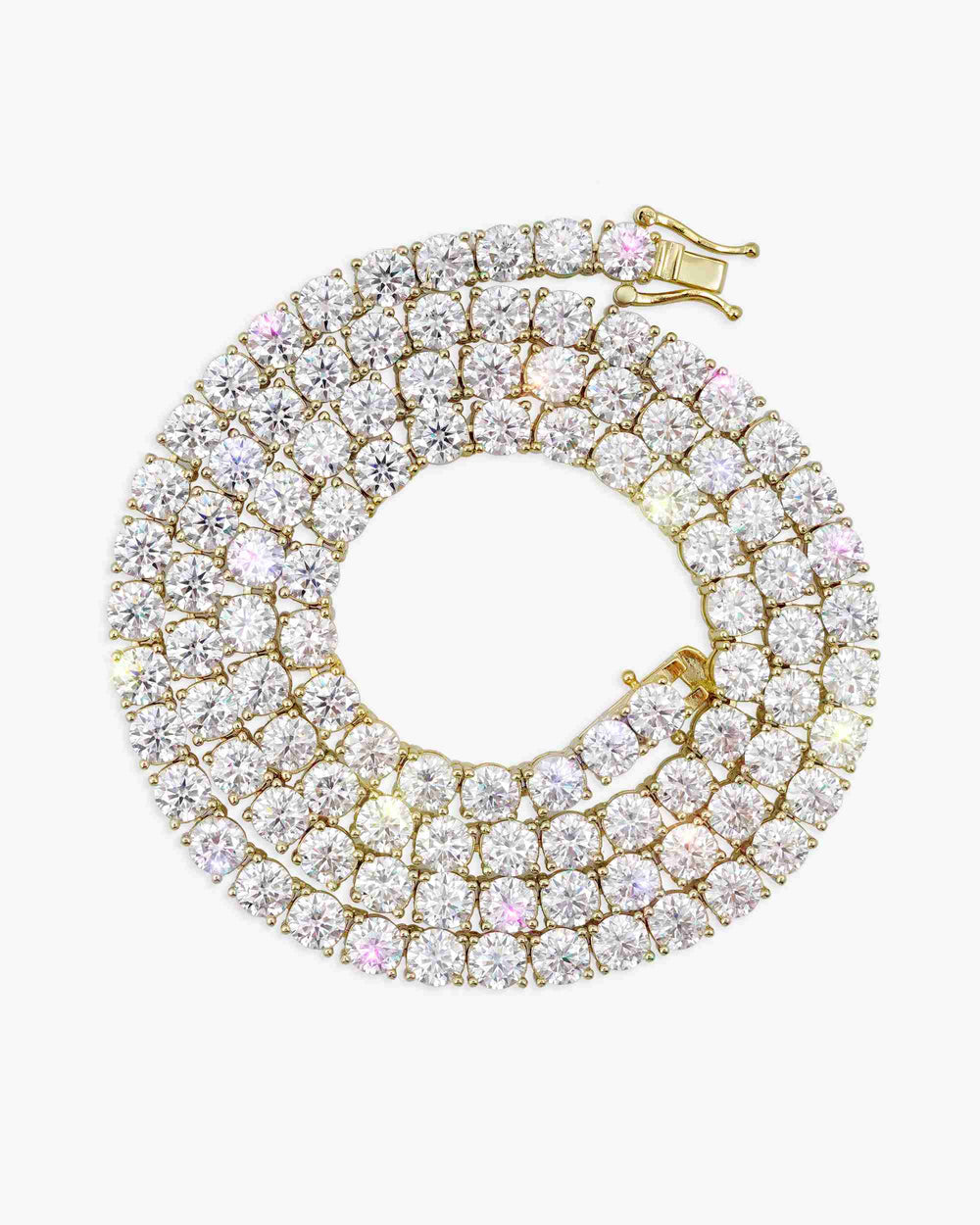 S925 Silver Moissanite Tennis Chain 14K Gold (ALL SIZES) - Yellow Gold 5MM