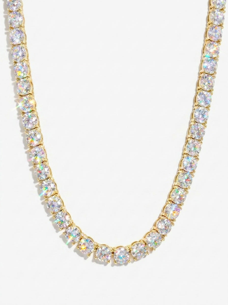 S925 Silver Moissanite Tennis Chain 14K Gold (ALL SIZES) - Yellow Gold 5MM