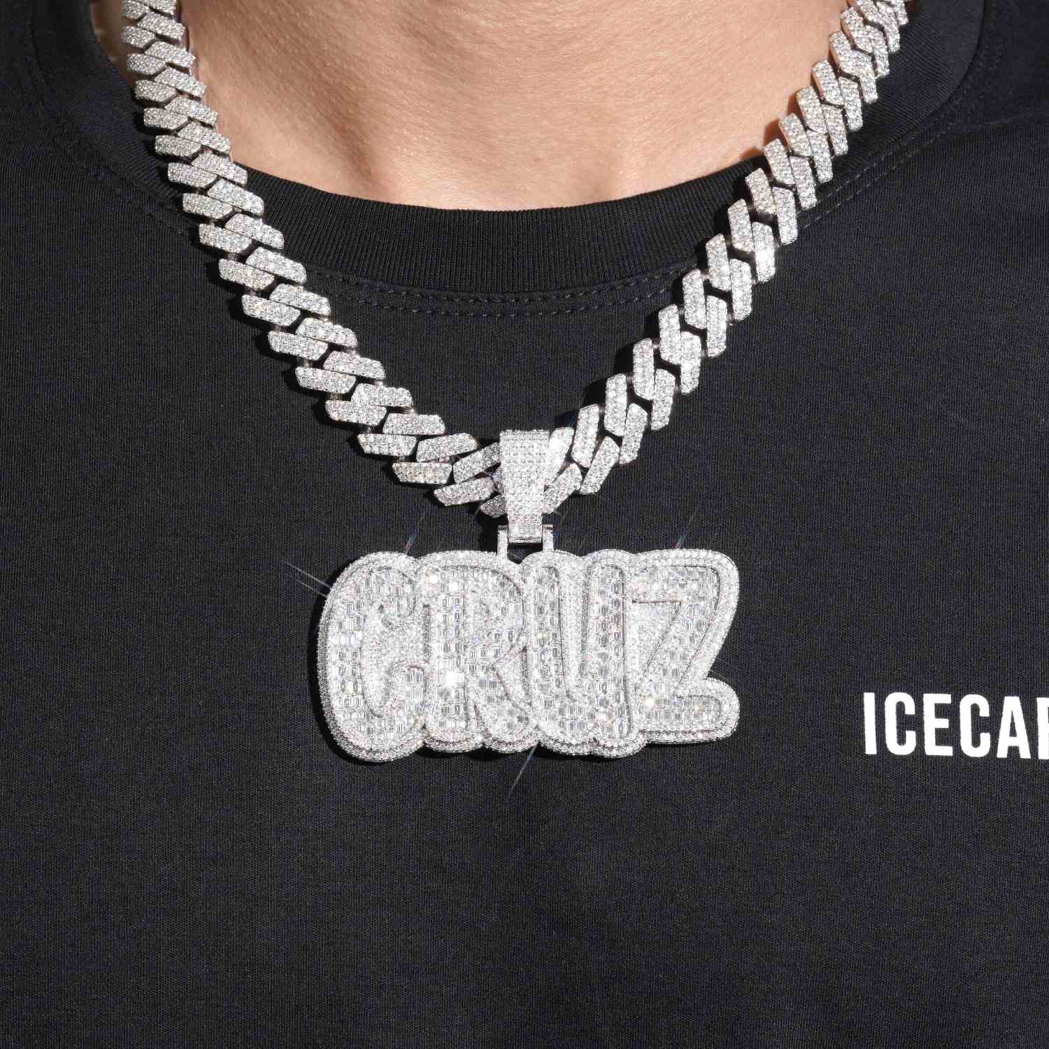 santa cruz custom moissanite name pendant 14k gold icecartel model
