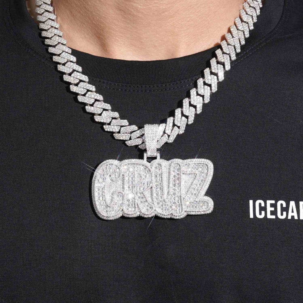 santa cruz custom moissanite name pendant 14k gold icecartel model