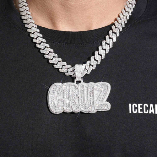 santa cruz custom moissanite name pendant 14k gold icecartel model