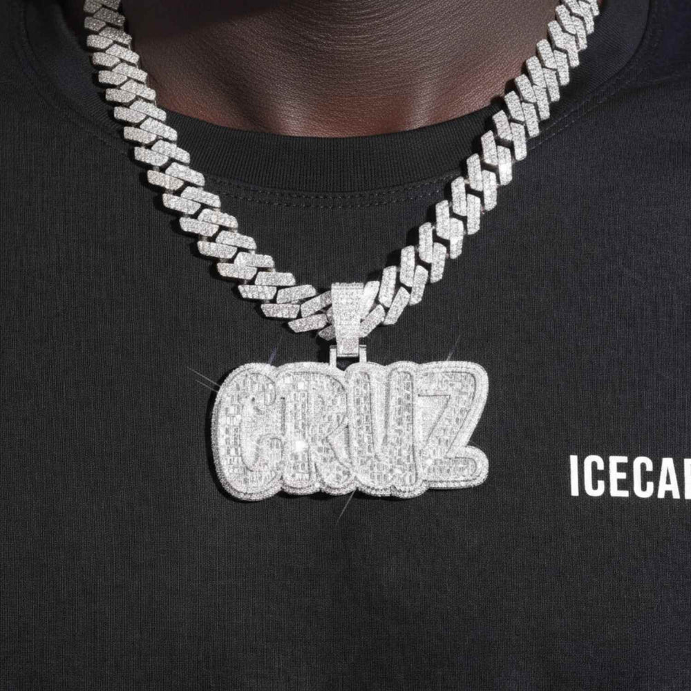 santa cruz custom moissanite name pendant 14k gold icecartel model1