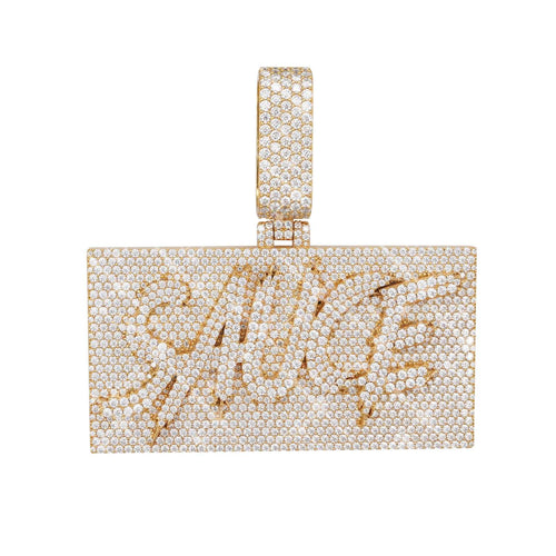 sauce custom name moissanite pendant 14k gold ICECARTEL