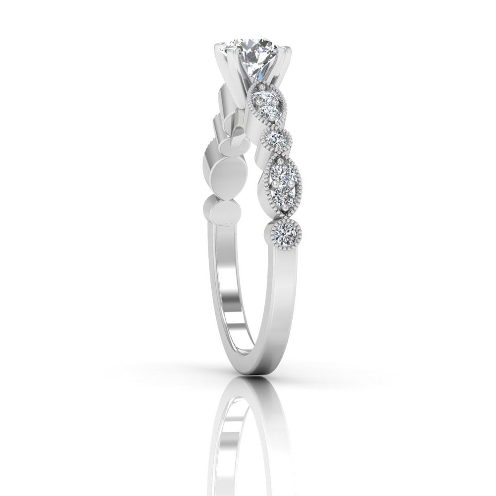 Scalloped Design Moissanite Engagement Ring edge