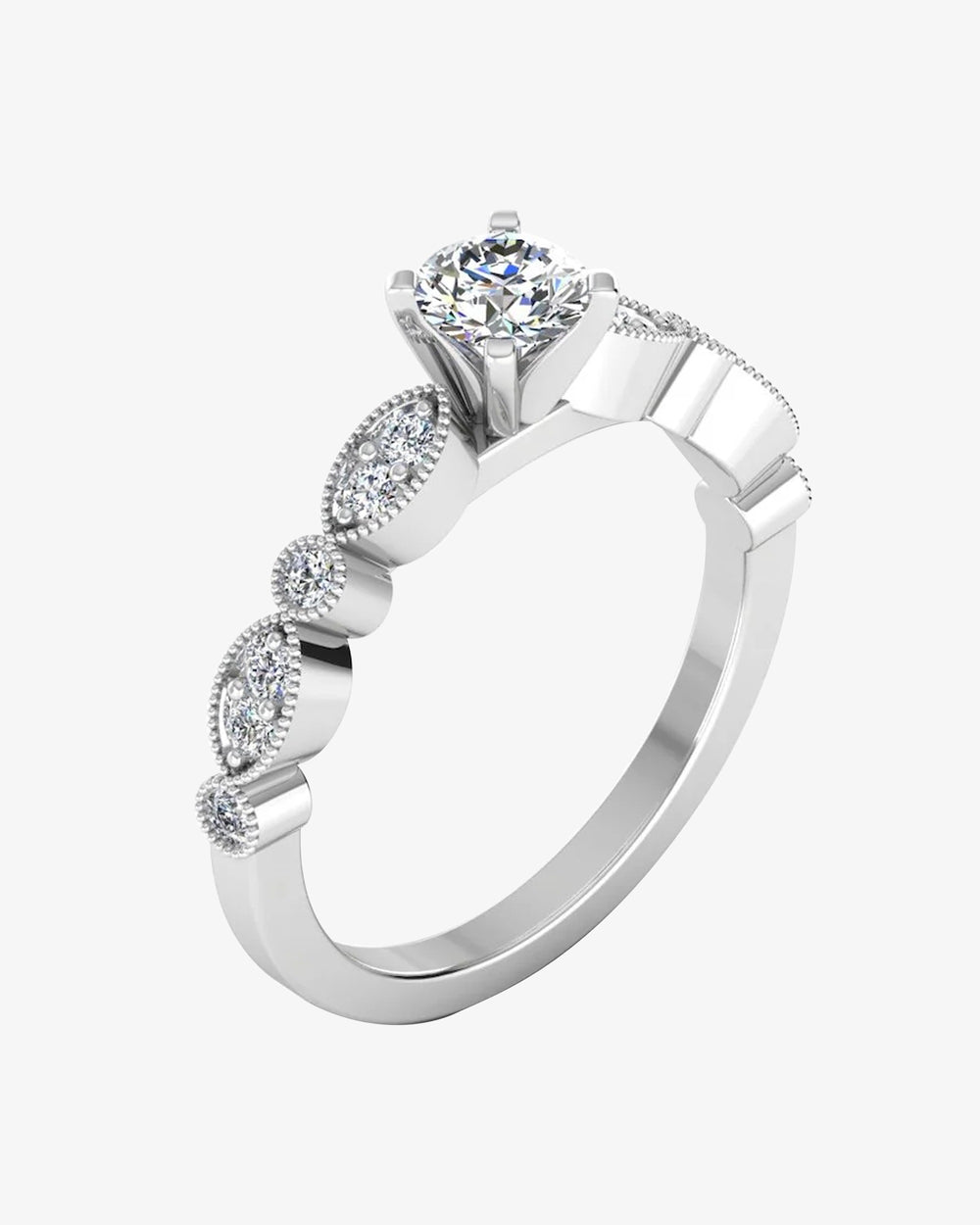 scalloped design moissanite engagement ring icecartel angle