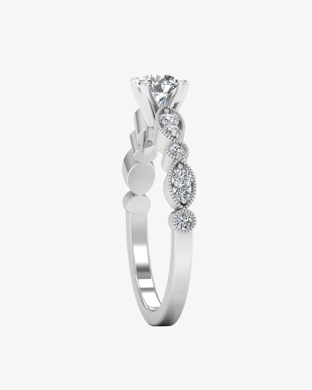 scalloped design moissanite engagement ring icecartel side