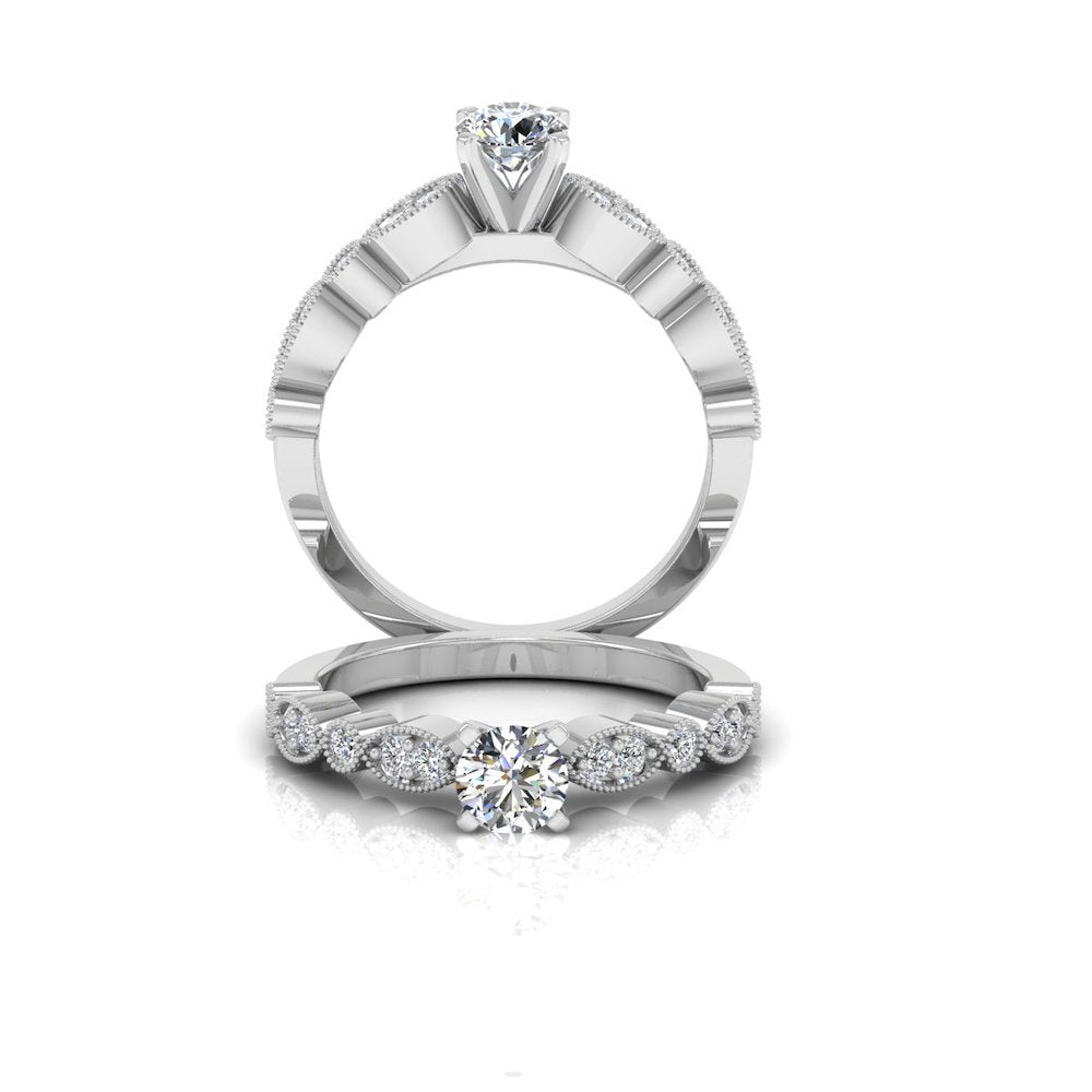 Scalloped Design Moissanite Engagement Ring set