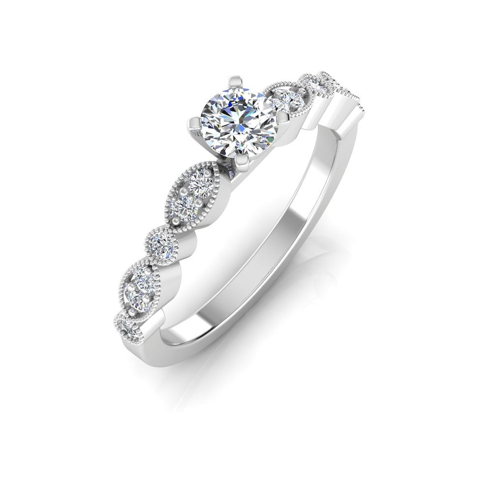Scalloped Design Moissanite Engagement Ring