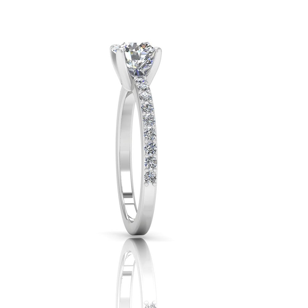 Semi Eternity Moissanite Brilliant Cut Engagement Ring edge
