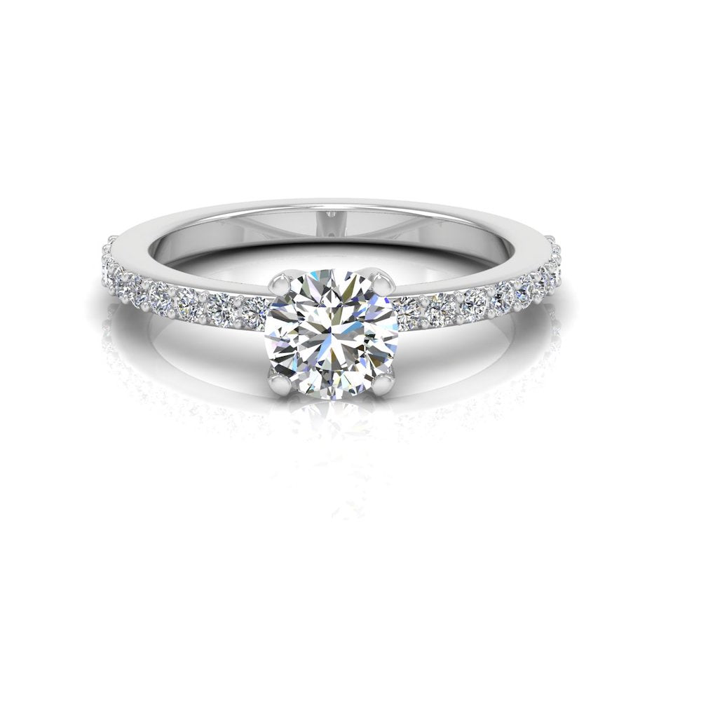 Semi Eternity Moissanite Brilliant Cut Engagement Ring front