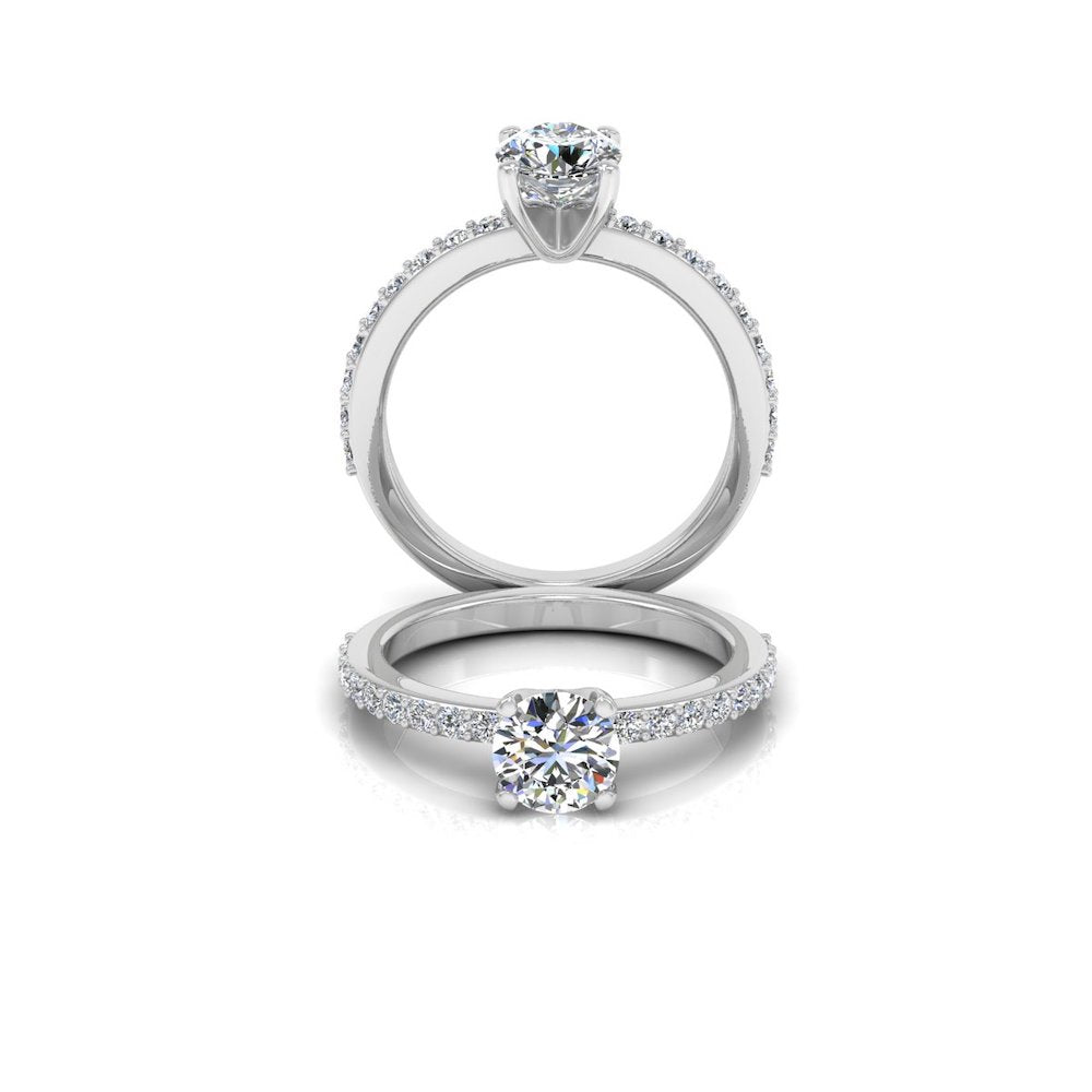 Semi Eternity Moissanite Brilliant Cut Engagement Ring set